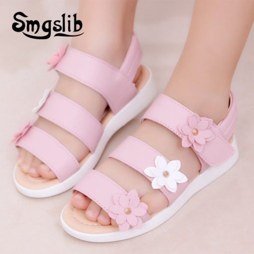 Girls shoes sandals kids leather shoes children floral calceus big flower baby Girls Flat pricness beach Shoes kids Casual shoes 2