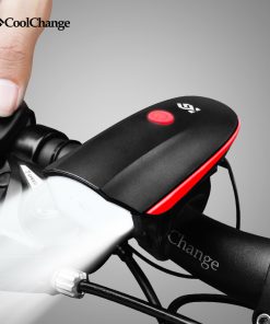 CoolChange Bicycle Bell USB Charging Bike Horn Light Headlight Cycling Multifunction Ultra Bright Electric 140 db Horn Bike Bell 1