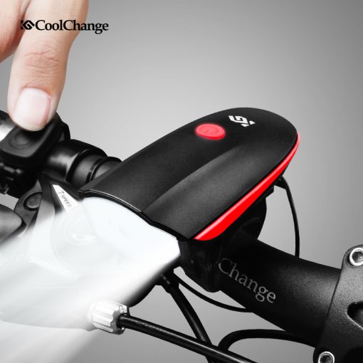 CoolChange Bicycle Bell USB Charging Bike Horn Light Headlight Cycling Multifunction Ultra Bright Electric 140 db Horn Bike Bell 1