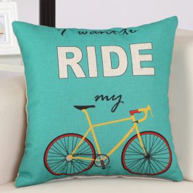 GIANTEX Bike Pattern Linen Cushion Cover Decorative Pillowcase Home Decor Sofa Throw Pillow Cover 45x45cm U1440 1