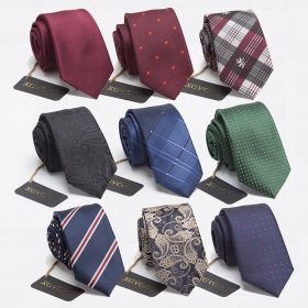 Men ties necktie Men's vestidos business wedding tie Male Dress legame gift gravata England Stripes JACQUARD WOVEN 6cm 5