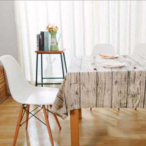GIANTEX Wood Grain Pattern Decorative Table Cloth Cotton Linen Tablecloth Dining Table Cover For Kitchen Home Decor U1098 3