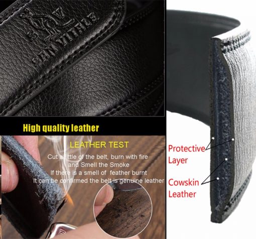 SAN VITALE Men Belts Genuine Leather Luxury Designer Strap Male Belt for Man Automatic Buckle Jeans Cintos Masculinos Ceinture 4