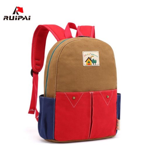 RUIPAI Children Backpacks Kids Kindergarten School Bags Canvas Fashion School Bags for Girls Boys Patchwork Schoolbags Backpacks 2