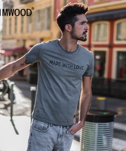 SIMWOOD 2018 Summer T Shirt Men Brand Tees Fashion Slim Fit Casual Tops O-neck Letter Print 100% Cotton T-shirts TD017117