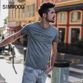 SIMWOOD 2018 Summer T Shirt Men Brand Tees Fashion Slim Fit Casual Tops O-neck Letter Print 100% Cotton T-shirts TD017117