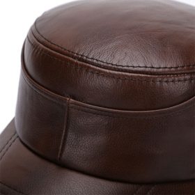 [AETRENDS] 2017 New Winter Dad Hat 100% Genuine Leather Military Hats for Men Flat Cap Captain Army Sailor Caps Z-5492 4