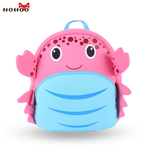 NOHOO Waterproof School Bags for Girls Cartoon Crab Fashion Printing Backpack Kids Orthopedic School Bag Child School Backpack