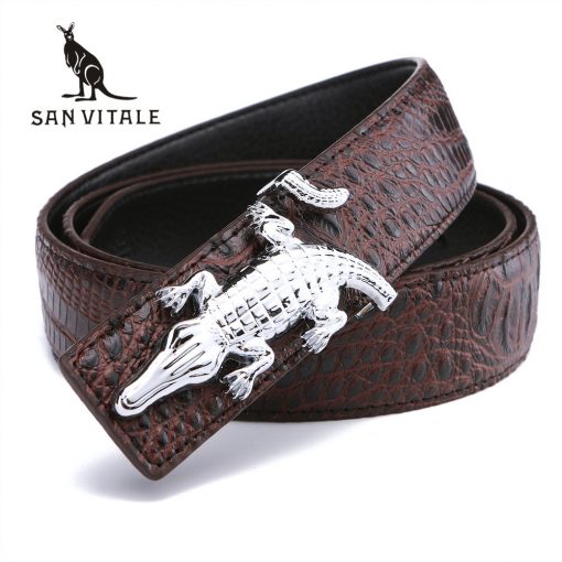 Men's Belts for Business Man Strap Cow Split Leather Crocodile Belt Good High Quality New Designer Buckles Gifts for Male Jeans