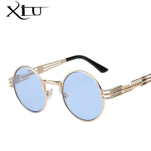 Luxury Metal Sunglasses Men Round Sunglass Steampunk Coating Glasses Vintage Retro Lentes Oculos of Male Sun 3
