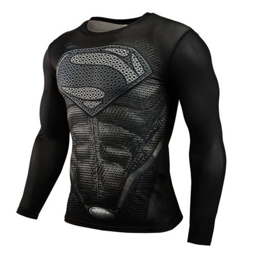 Hot Sale Fitness MMA Compression Shirt Men Anime Bodybuilding Long Sleeve Crossfit 3D Superman Punisher T Shirt Tops Tees