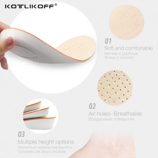 KOTLIKOFF Sport Height Increase Insole Men and Women School Insoles Shock Absorbing Insoles EVA Silicone Shoe Insole Heel Spur 1