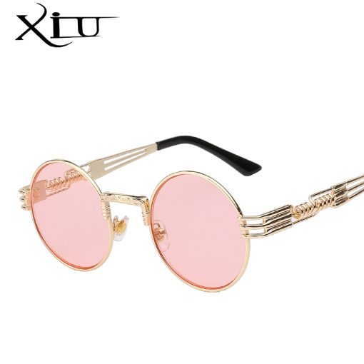 Luxury Metal Sunglasses Men Round Sunglass Steampunk Coating Glasses Vintage Retro Lentes Oculos of Male Sun 2