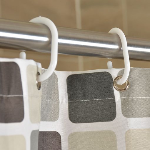 GIANTEX Plaid Polyester Bathroom Waterproof Shower Curtains With Plastic Hooks U1269 1