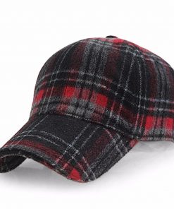 [AETRENDS] 2018 New Winter Plaid Woolen Baseball Cap Men Women Cotton Snapbacks Baseball Hats Z-6246 1