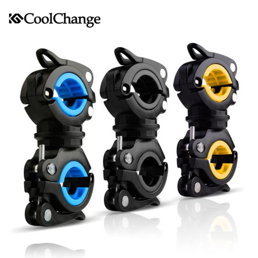 CoolChange Bike Cycling 360 Rotating Light Double Holder LED Front Flashlight Lamp Pump Handlebar Holder Bicycle Accessories