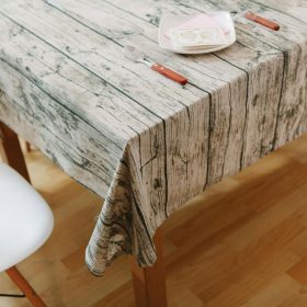 GIANTEX Wood Grain Pattern Decorative Table Cloth Cotton Linen Tablecloth Dining Table Cover For Kitchen Home Decor U1098 4
