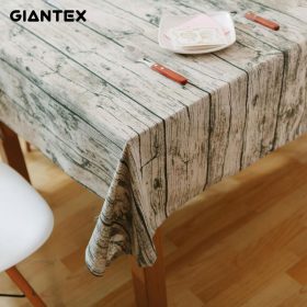 GIANTEX Wood Grain Pattern Decorative Table Cloth Cotton Linen Tablecloth Dining Table Cover For Kitchen Home Decor U1098