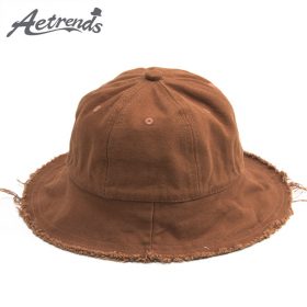 [AETRENDS] 2018 New Spring Summer Children Canvas Bucket Hats for Kids 3-7 Years Old Summer Cap Wide Brim Z-6314