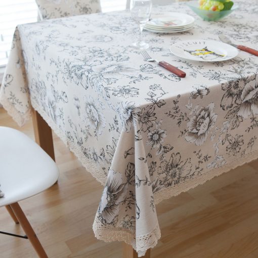 GIANTEX Retro Floral Print Decorative Table Cloth Cotton Linen Lace Tablecloth Dining Table Cover For Kitchen Home Decor U1000 1