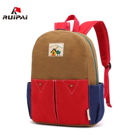 RUIPAI Children Backpacks Kids Kindergarten School Bags Canvas Fashion School Bags for Girls Boys Patchwork Schoolbags Backpacks 1