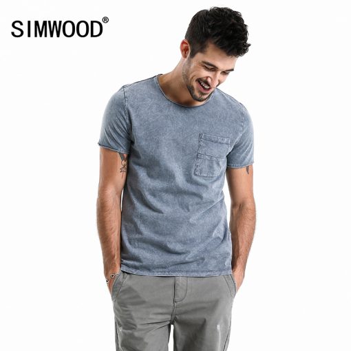SIMWOOD New 2018 Summer T Shirts  Men 100% Pure Cotton Pocket Breton Top Casual Slim Fit High Quality Brand Clothing TD017109 1