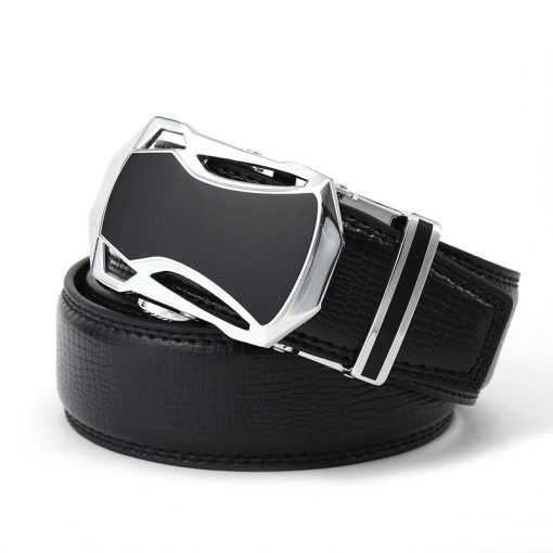 Belts Mens Belt Genuine Leather Fashion Strap Cowskin Man Slim Black Stretch Buckles For Suit Luxury Brand Ratchet Reversible 3