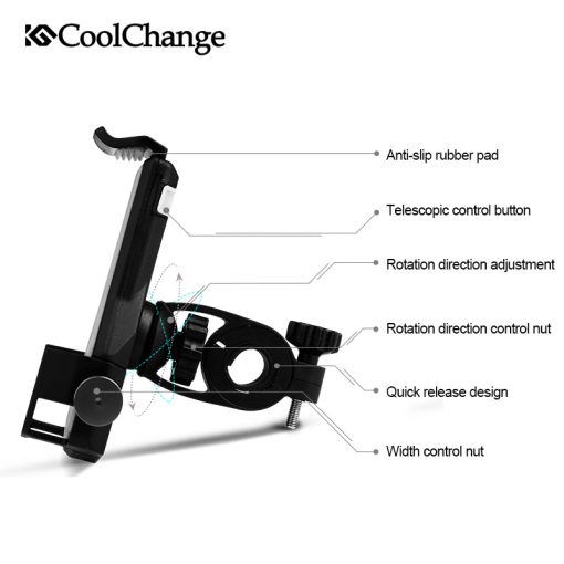 Coolchange Universal Bike Phone Mount Adjustable Holder GPS 360 Rotating Samsung HTC Sony Cellphone Cycling Bicycle Accessories 1
