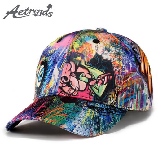 [AETRENDS] 2018 New Fashion Graffiti Design Baseball Cap Men Women Outdoor Sport Snapback Hat Z-6251