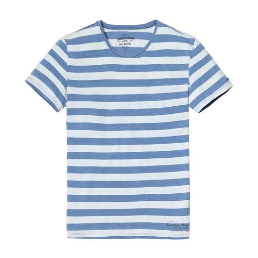 SIMWOOD New Men T shirt Fashion O-neck Short-sleeved Slim Fit Blue Striped T-SHIRT Man Top Tee Plus Size Free Shipping TD1034 5