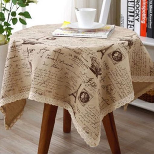 GIANTEX Crown Pattern Decorative Table Cloth Cotton Linen Lace Tablecloth Dining Table Cover For Kitchen Home Decor U1233 2