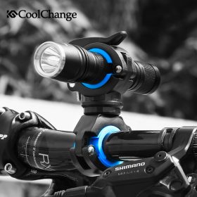CoolChange Bike Cycling 360 Rotating Light Double Holder LED Front Flashlight Lamp Pump Handlebar Holder Bicycle Accessories 2