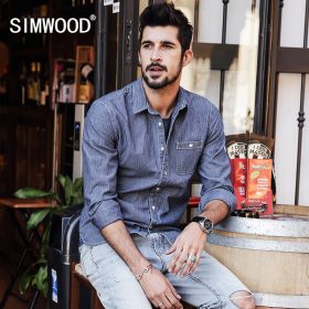 SIMWOOD 2017 New Autumn Striped  Casual Shirts Men  100% Pure Cotton Long Sleeve Slim Fit Fashion Classical Male Clothing CS1576