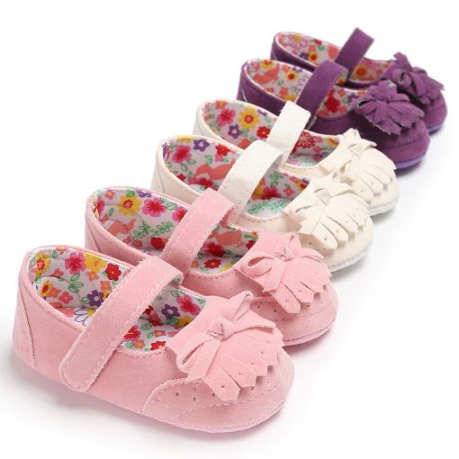 Mary Jane Ballet Dress Baby Toddler First Walkers Crib Floral Soft Soled Anti-Slip Shoes Infant Newborn Girls Princess Shoes 2