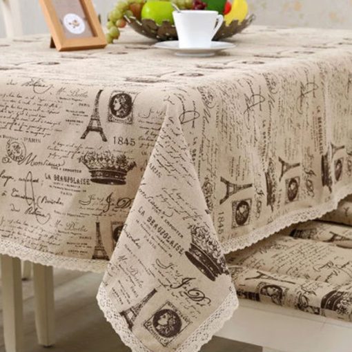 GIANTEX Crown Pattern Decorative Table Cloth Cotton Linen Lace Tablecloth Dining Table Cover For Kitchen Home Decor U1233 1