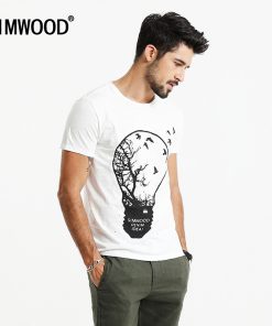 SIMWOOD 2018 T Shirt Men Originality Design light Bulb Environmental protection Tops 100% Pure Cotton O neck Slim Fit TD017016