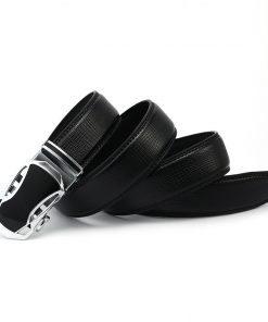 Belts Mens Belt Genuine Leather Fashion Strap Cowskin Man Slim Black Stretch Buckles For Suit Luxury Brand Ratchet Reversible 1