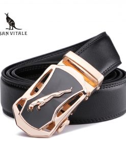 SAN VITALE Men Belts Genuine Leather Luxury Strap Male Belt for Man Buckle Fancy Vintage Jeans Cintos Masculinos Ceinture Homme