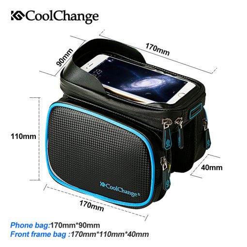 CoolChange Bicycle Frame Front Head Top Tube Waterproof Bike Bag&Double IPouch Cycling For 6.0 in Cell Phone Bike Accessories 3