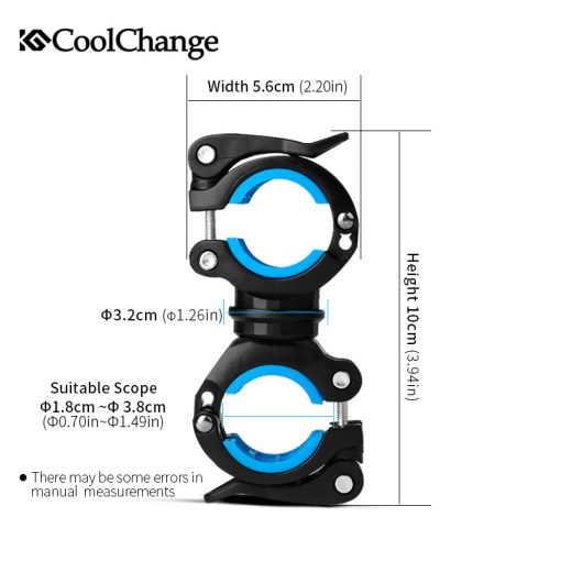 CoolChange Bike Cycling 360 Rotating Light Double Holder LED Front Flashlight Lamp Pump Handlebar Holder Bicycle Accessories 3
