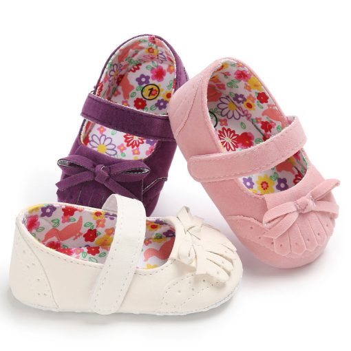 Mary Jane Ballet Dress Baby Toddler First Walkers Crib Floral Soft Soled Anti-Slip Shoes Infant Newborn Girls Princess Shoes 1