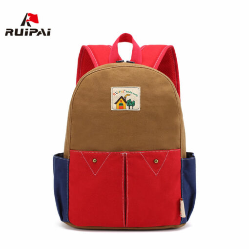 RUIPAI Children Backpacks Kids Kindergarten School Bags Canvas Fashion School Bags for Girls Boys Patchwork Schoolbags Backpacks