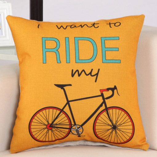 GIANTEX Bike Pattern Linen Cushion Cover Decorative Pillowcase Home Decor Sofa Throw Pillow Cover 45x45cm U1440 2