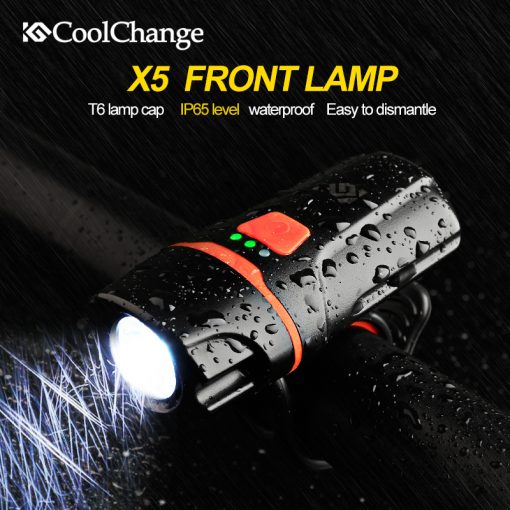 2017 CoolChange Bicycle Light Waterproof USB Rechargeable T6 LED Bike Light Warning Flashlight Built-in Battery 1200mAh 6 Modes 2