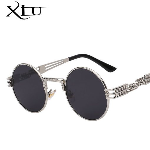 Luxury Metal Sunglasses Men Round Sunglass Steampunk Coating Glasses Vintage Retro Lentes Oculos of Male Sun 1