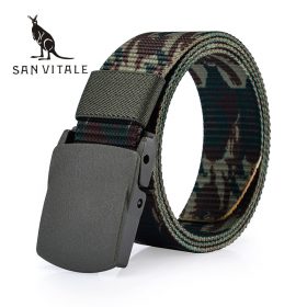 SAN VITALE Automatic Buckle Nylon Belt Male Army Tactical Belt Mens Military Waist Canvas Belts Cummerbunds High Quality Strap