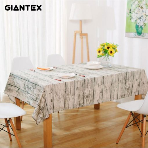 GIANTEX Wood Grain Pattern Decorative Table Cloth Cotton Linen Tablecloth Dining Table Cover For Kitchen Home Decor U1098 1