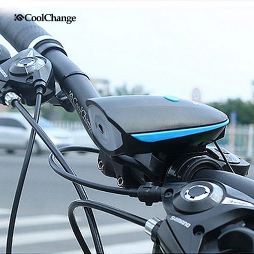 CoolChange Bicycle Bell USB Charging Bike Horn Light Headlight Cycling Multifunction Ultra Bright Electric 140 db Horn Bike Bell 5