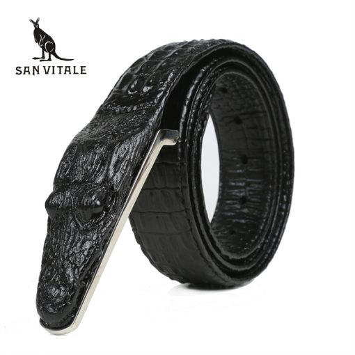 Crocodile Belts for Men Cowhide Genuine Leather Luxury Brand Strap Male Buckle Belt Fancy Vintage for Jeans Cintos Dropshipping
