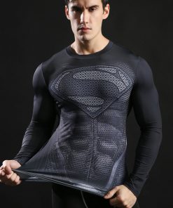 New 2017 Brand Clothing Fitness Compression Shirt Men Superman Bodybuilding Long Sleeve 3D T Shirt Crossfit Tops Shirts S-3XL 1